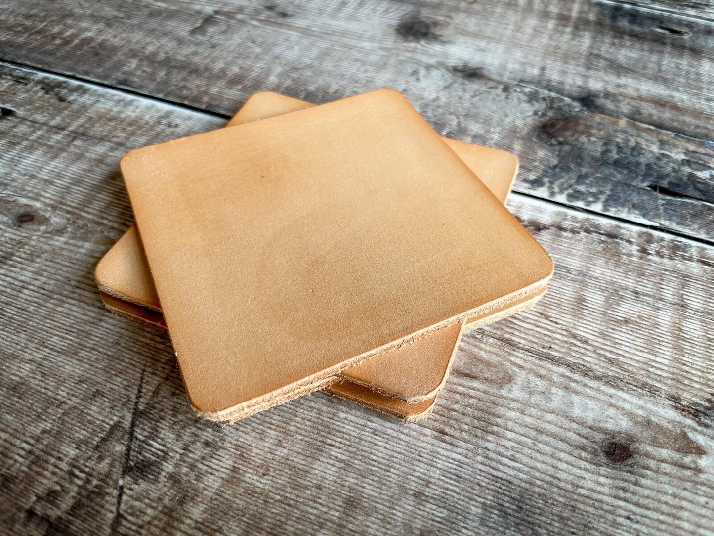 Natural Leather Square Coasters