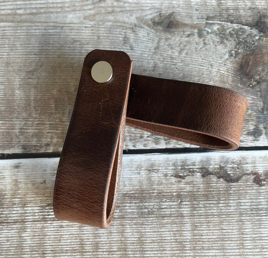 Leather Drawer Pulls - Antique Brown