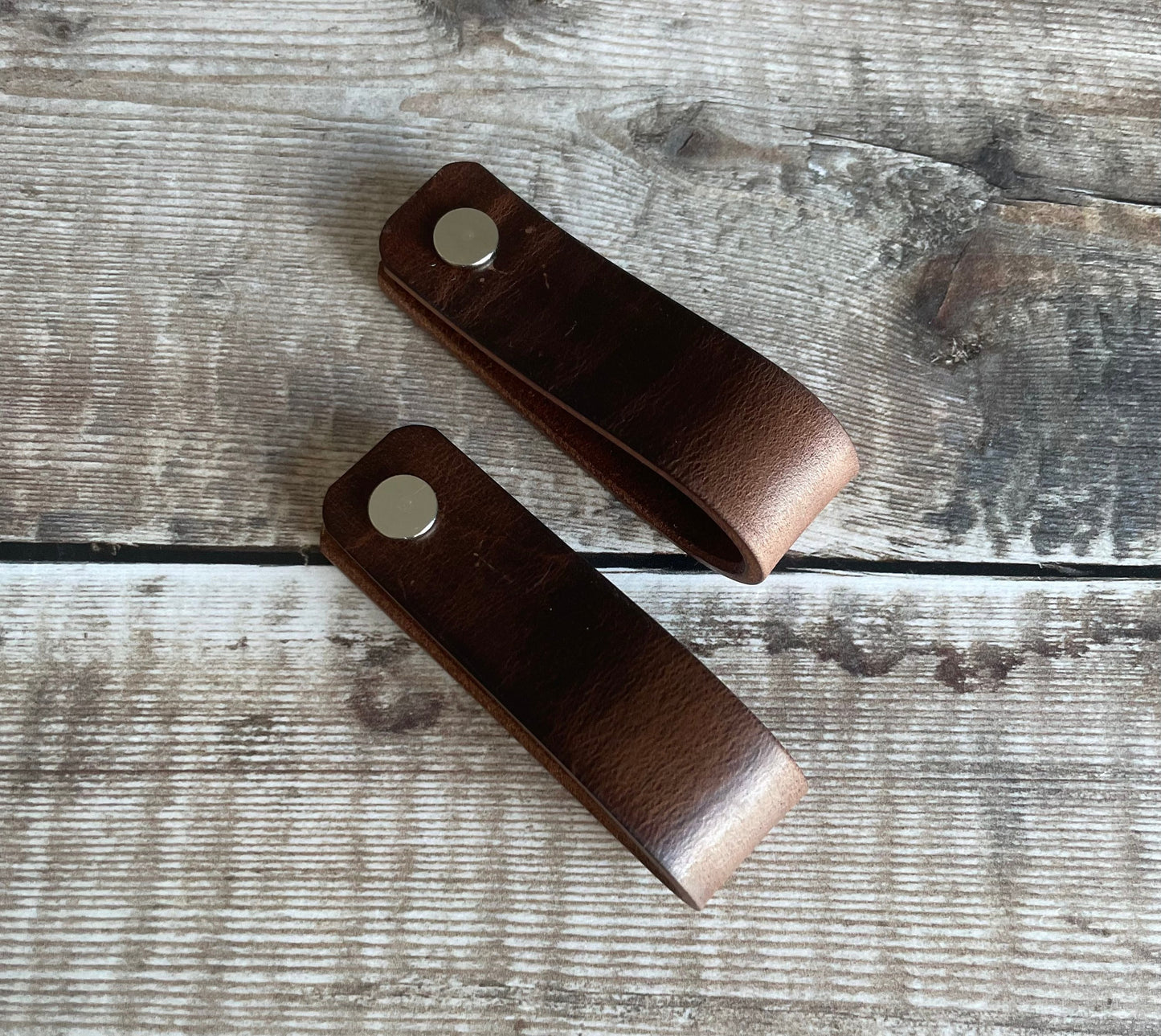 Leather Drawer Pulls - Antique Brown