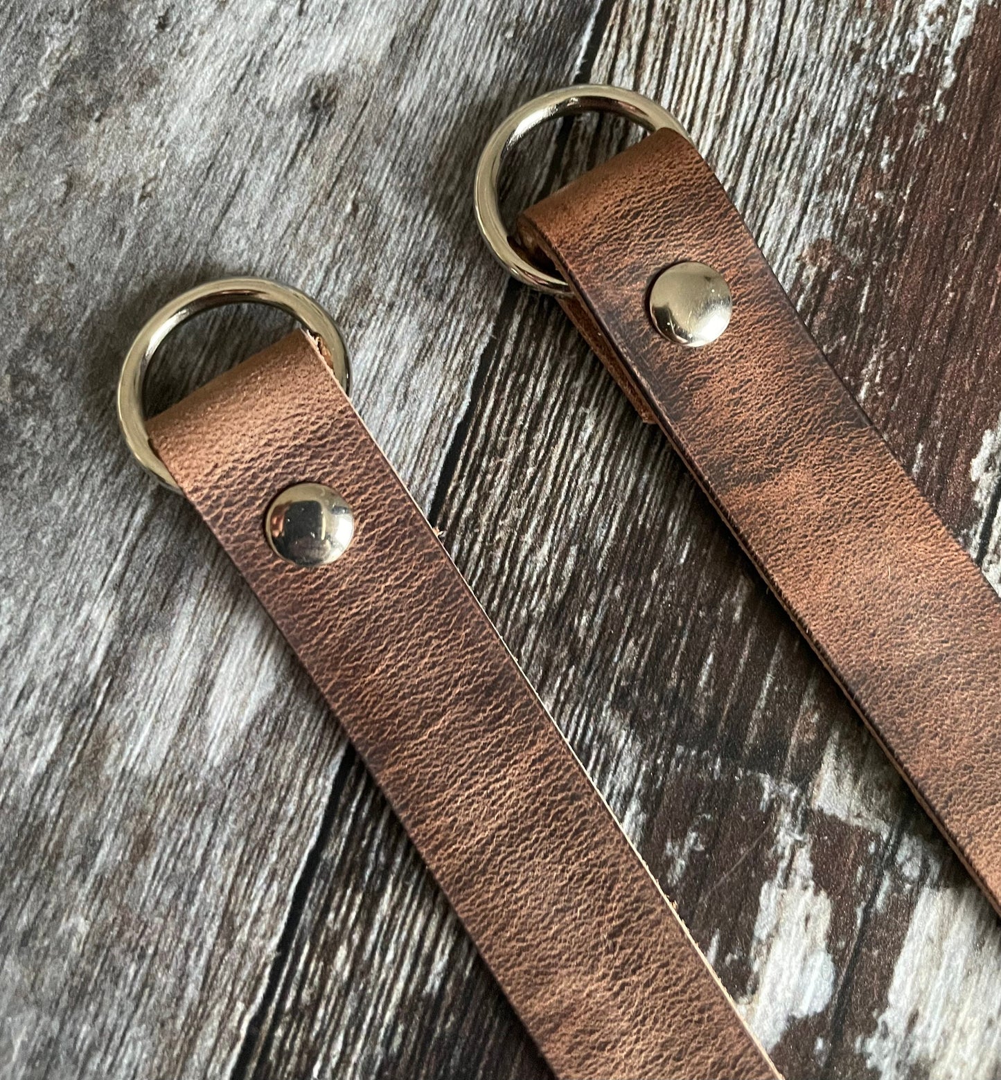 Leather Curtain Tie Backs - Antique Brown