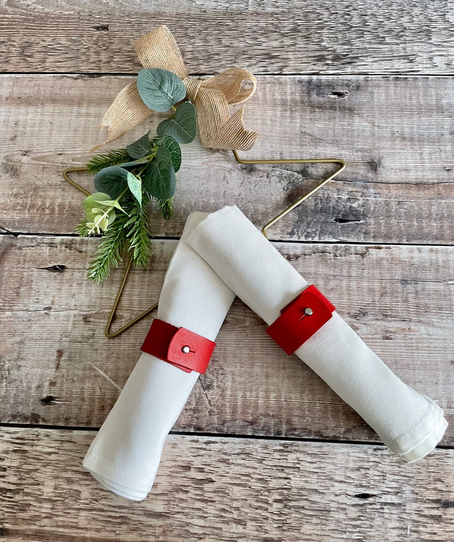 Leather Napkin Rings | Red