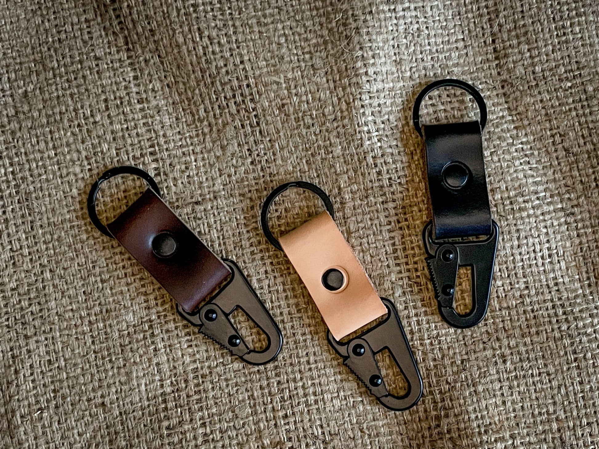 Tactical Key Fob - Leather Keyring Military Spring Clip