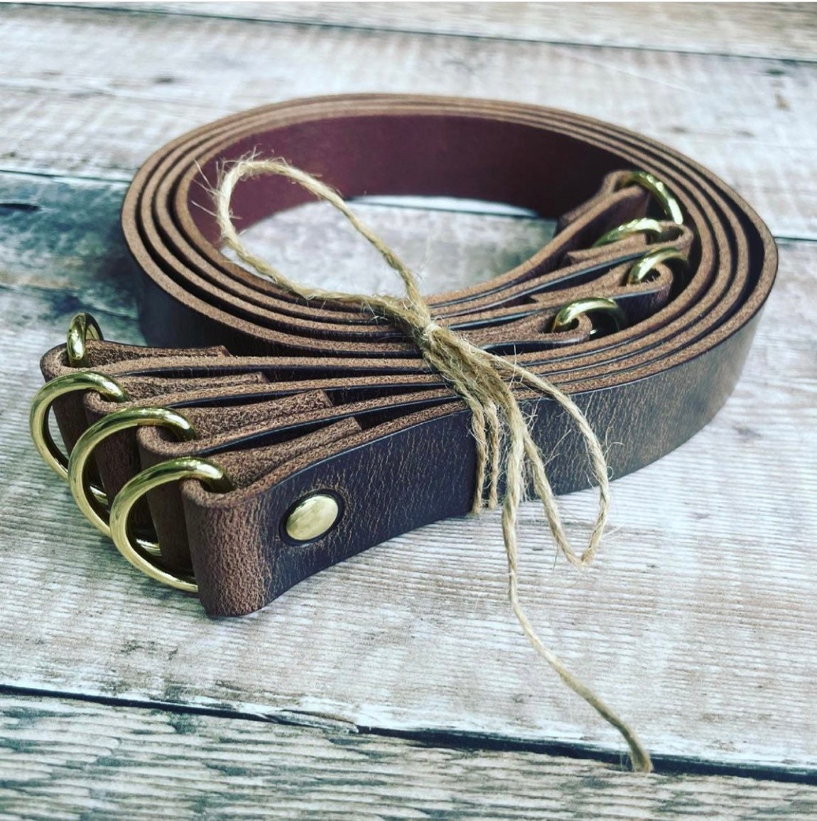 Leather Curtain Tie Backs - Antique Brown