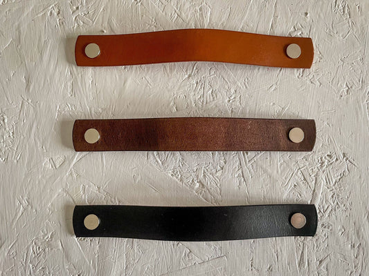 Flat Leather Drawer Handles