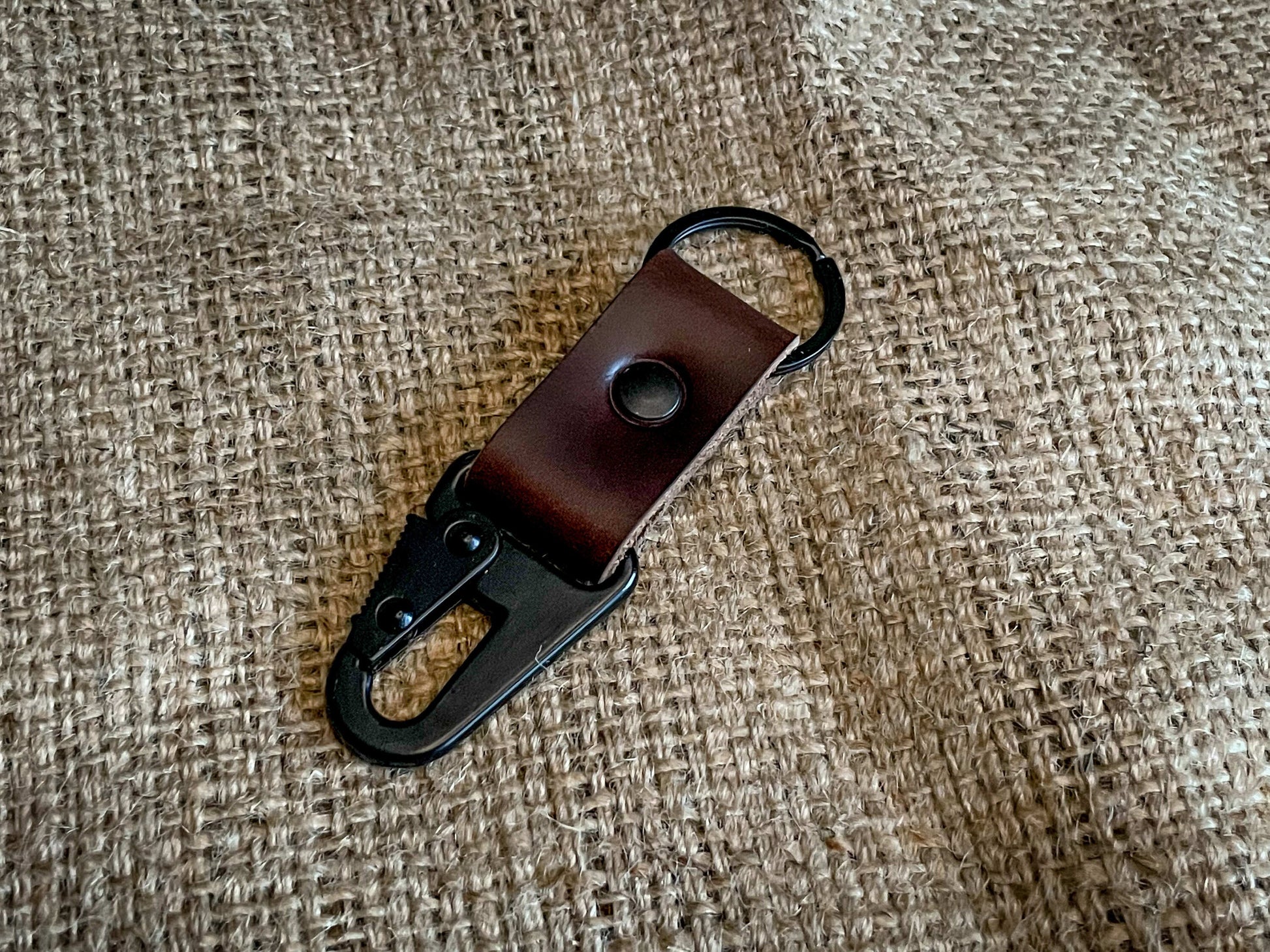 Tactical Key Fob - Leather Keyring Military Spring Clip