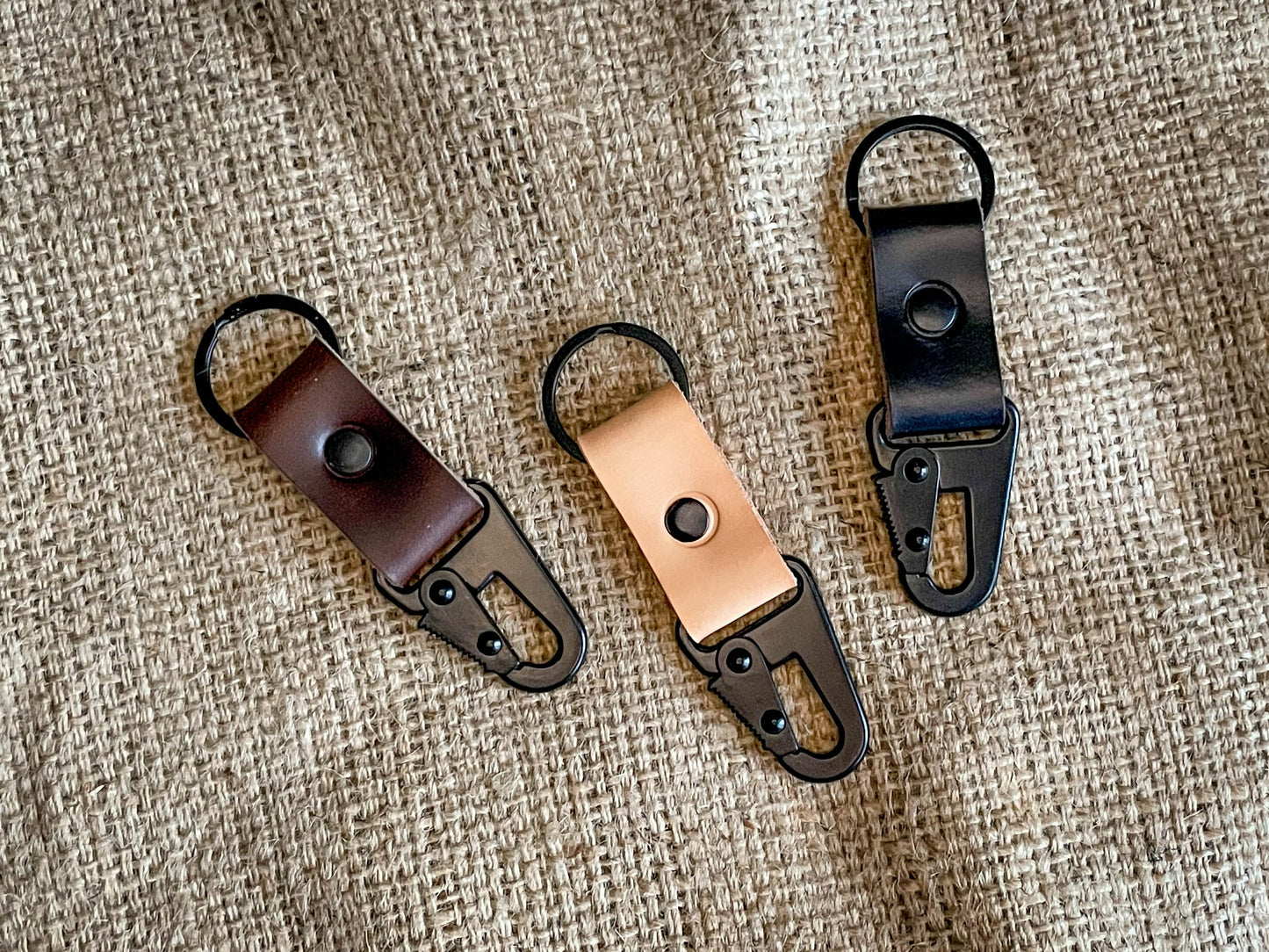 Tactical Key Fob - Leather Keyring Military Spring Clip