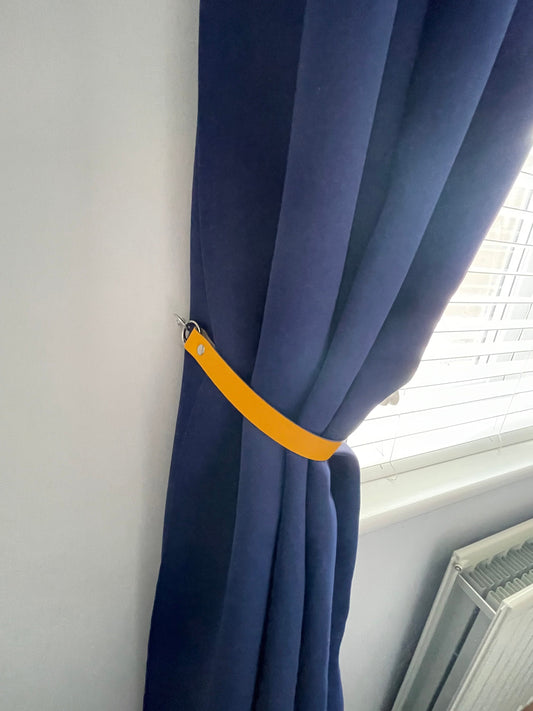 Leather Curtain Tie Backs - Yellow