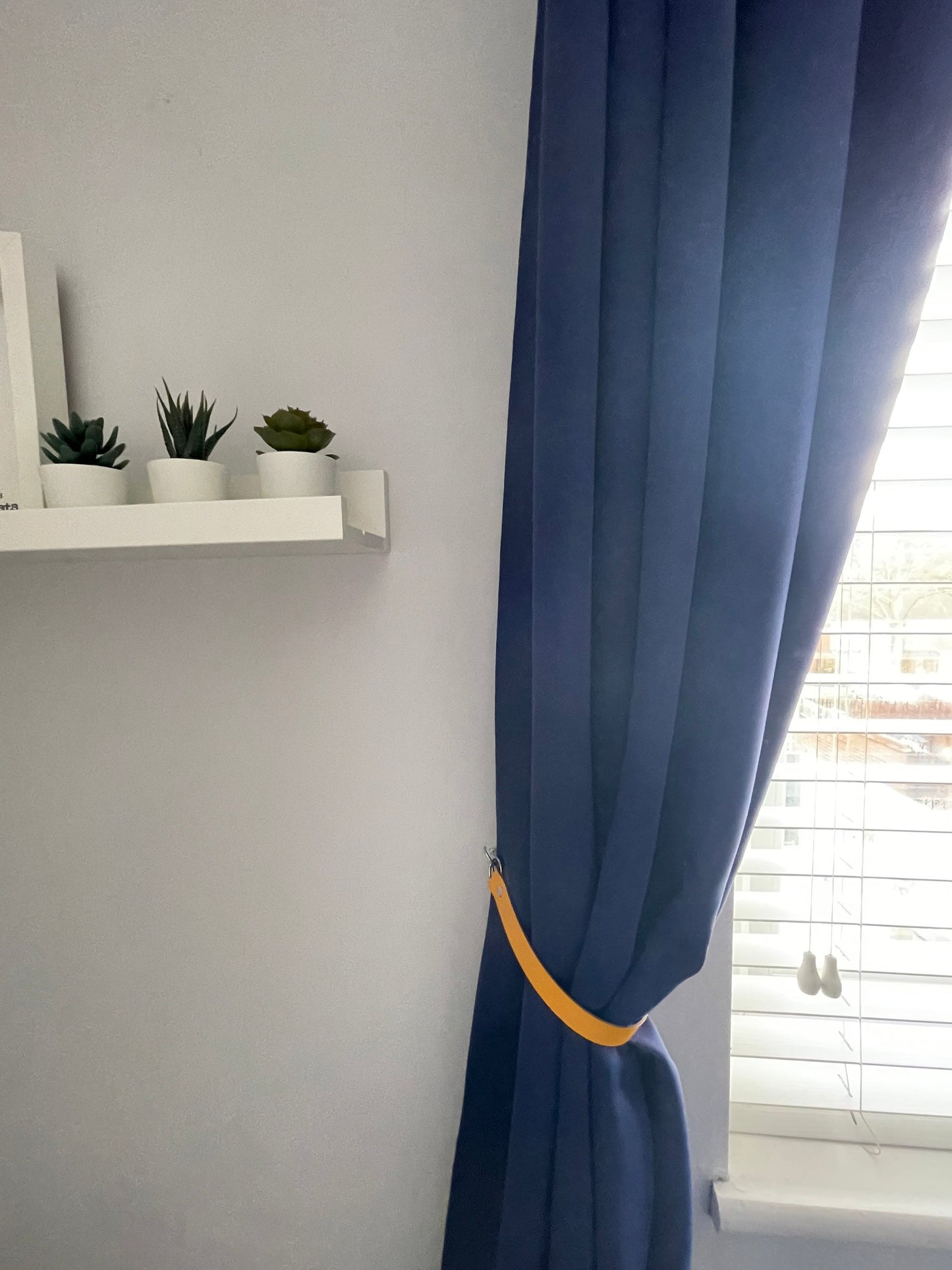 Leather Curtain Tie Backs - Yellow