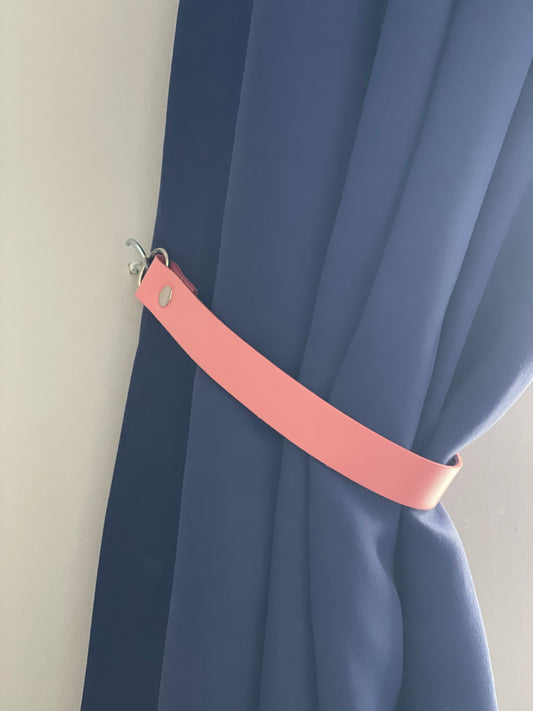 Leather Curtain Tie Backs - Barbie Pink