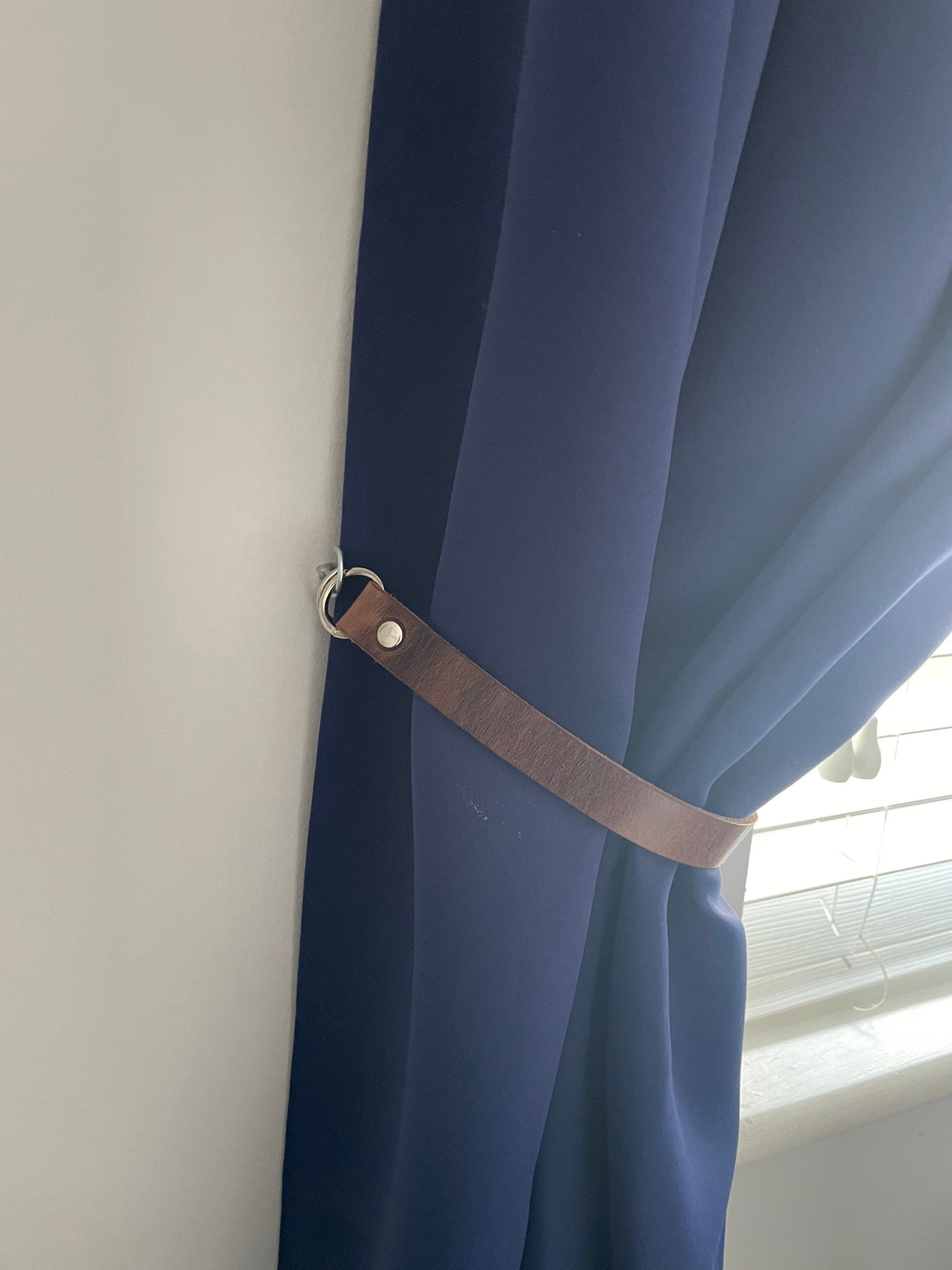 Leather Curtain Tie Backs - Antique Brown