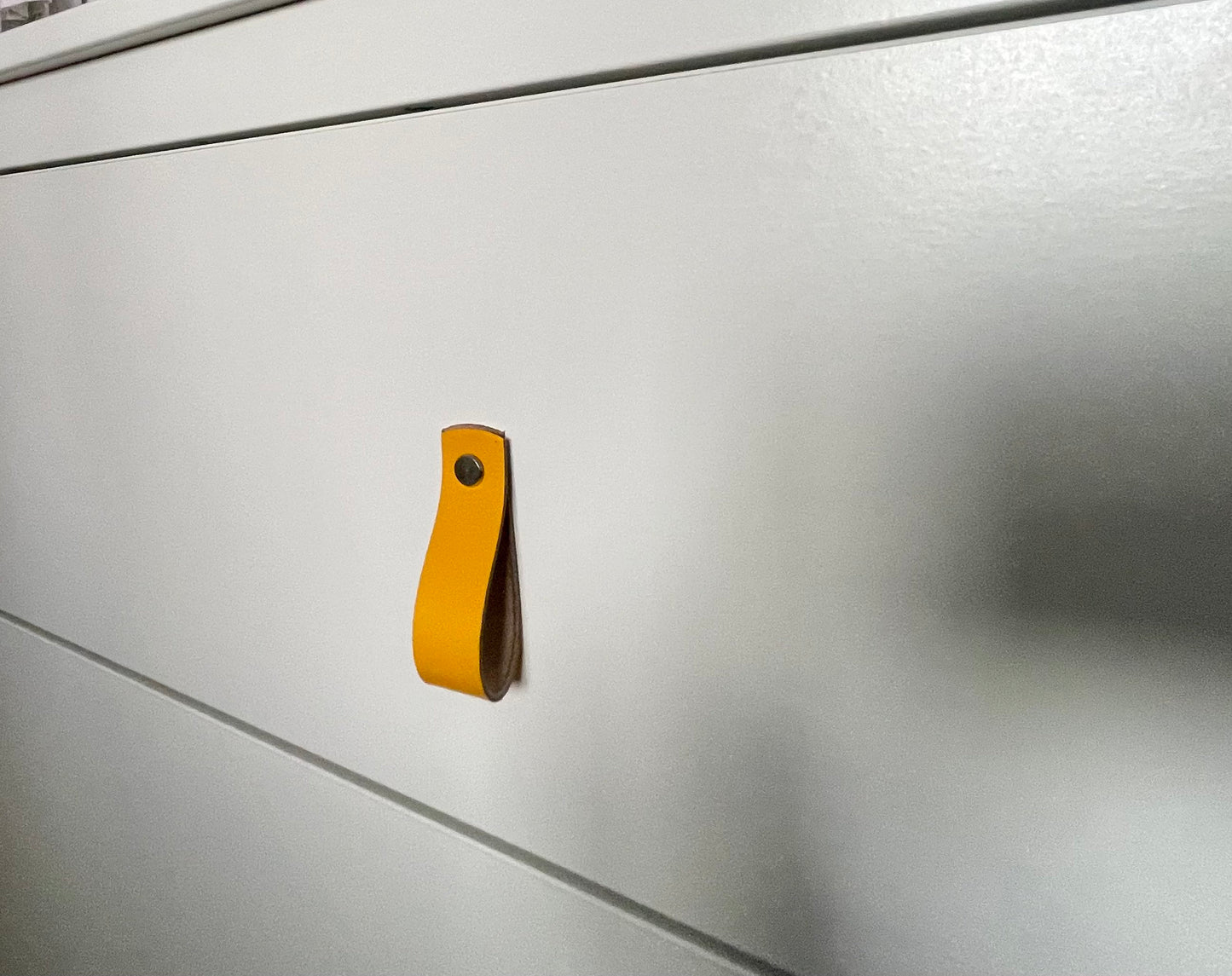 Leather Drawer Pulls - Yellow