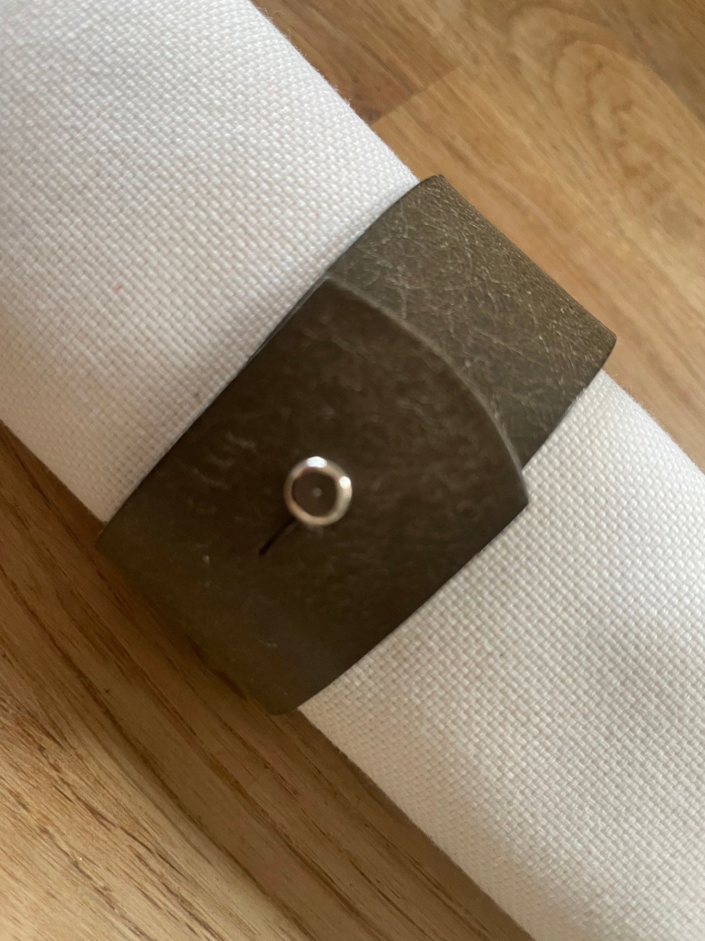 Leather Napkin Rings | Olive Green