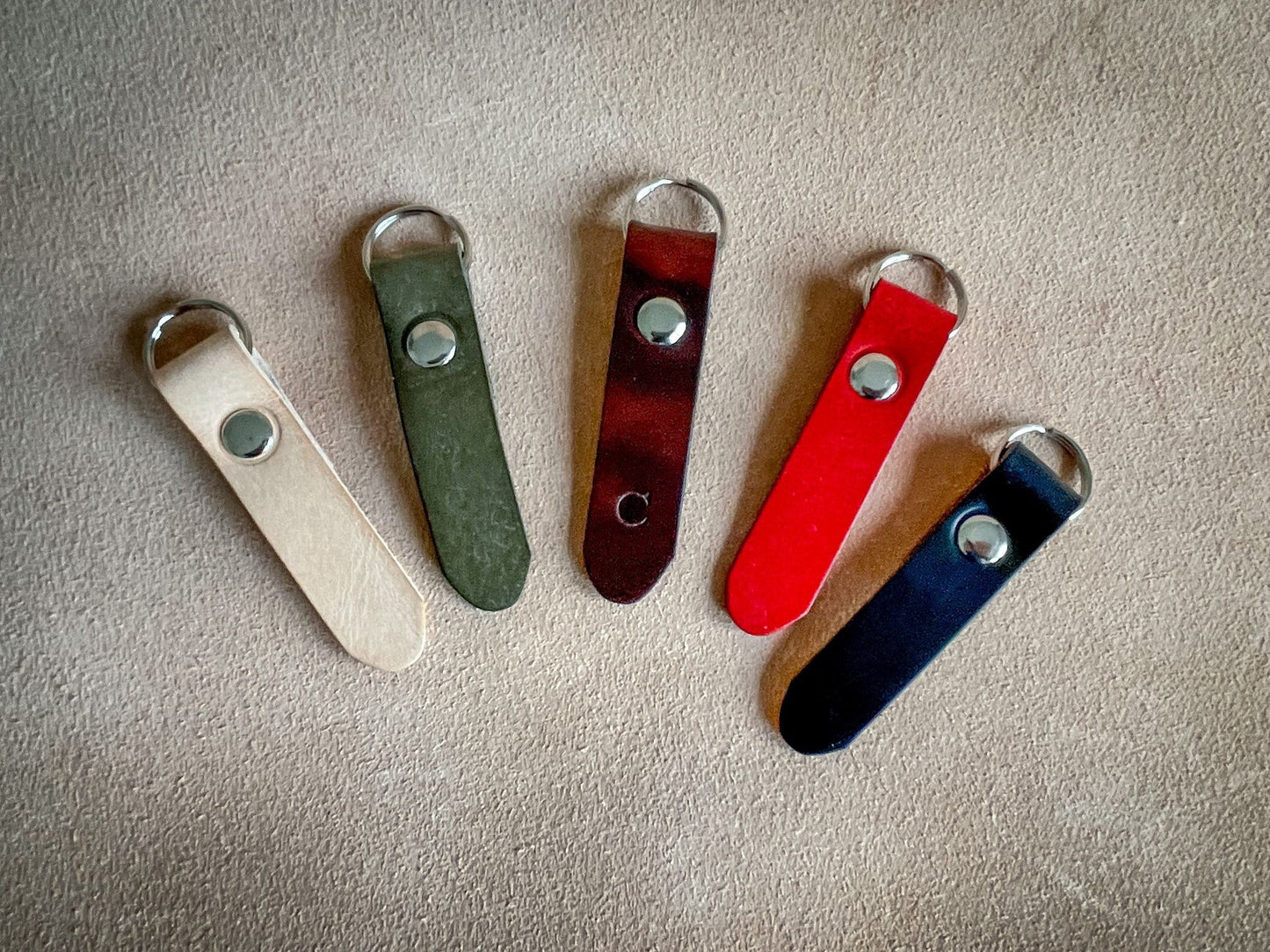 Handmade personalised monogram Leather key Ring Fob holder