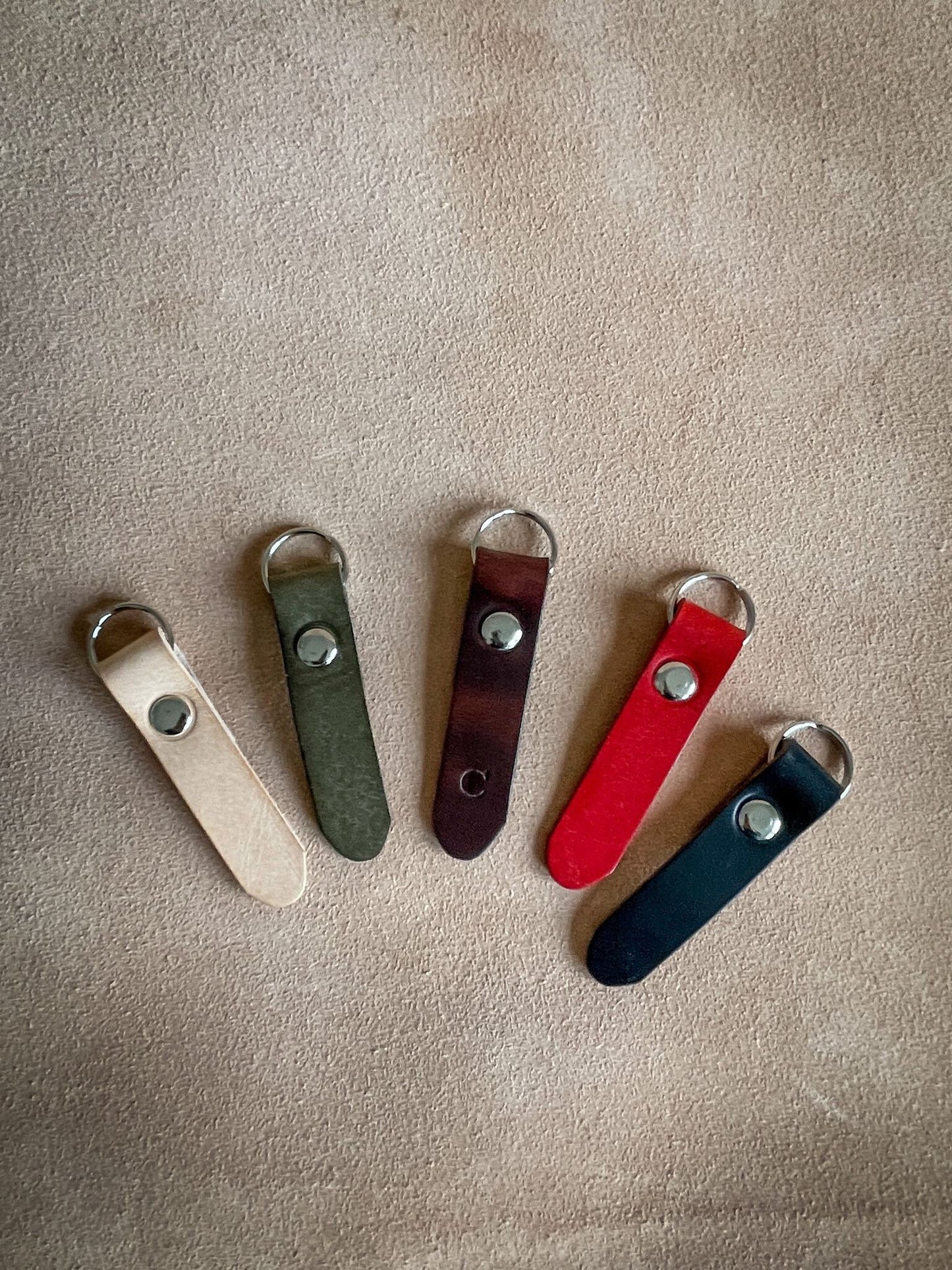 Handmade personalised monogram Leather key Ring Fob holder