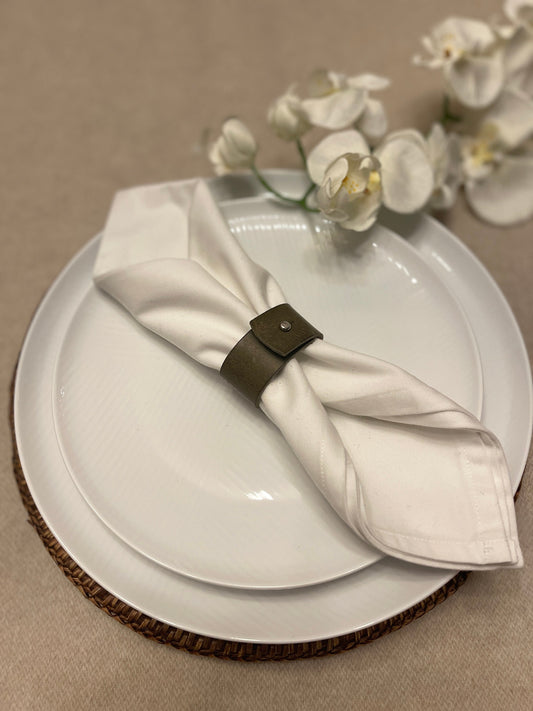 Leather Napkin Rings | Olive Green