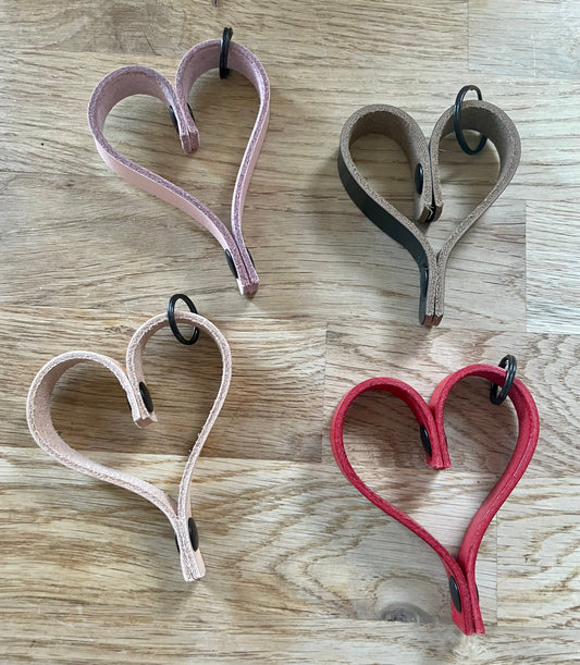 Handmade Leather Heart Shaped Key Ring