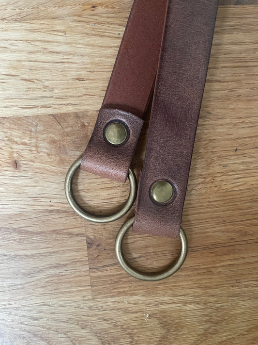 1 x 12 Inch Antique Brown Leather Curtain Tie Back