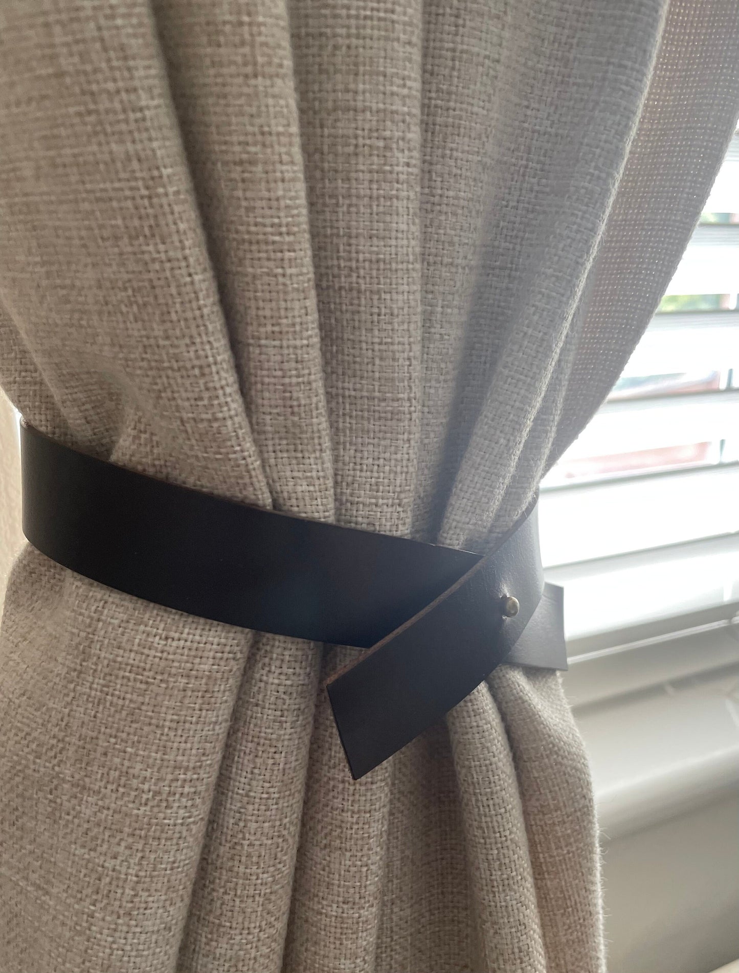 Leather Curtain Tie Back - Criss Cross Design