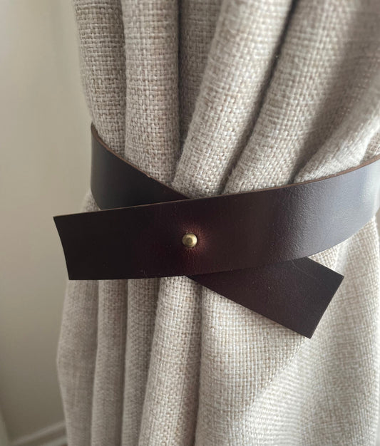 Leather Curtain Tie Back - Criss Cross Design