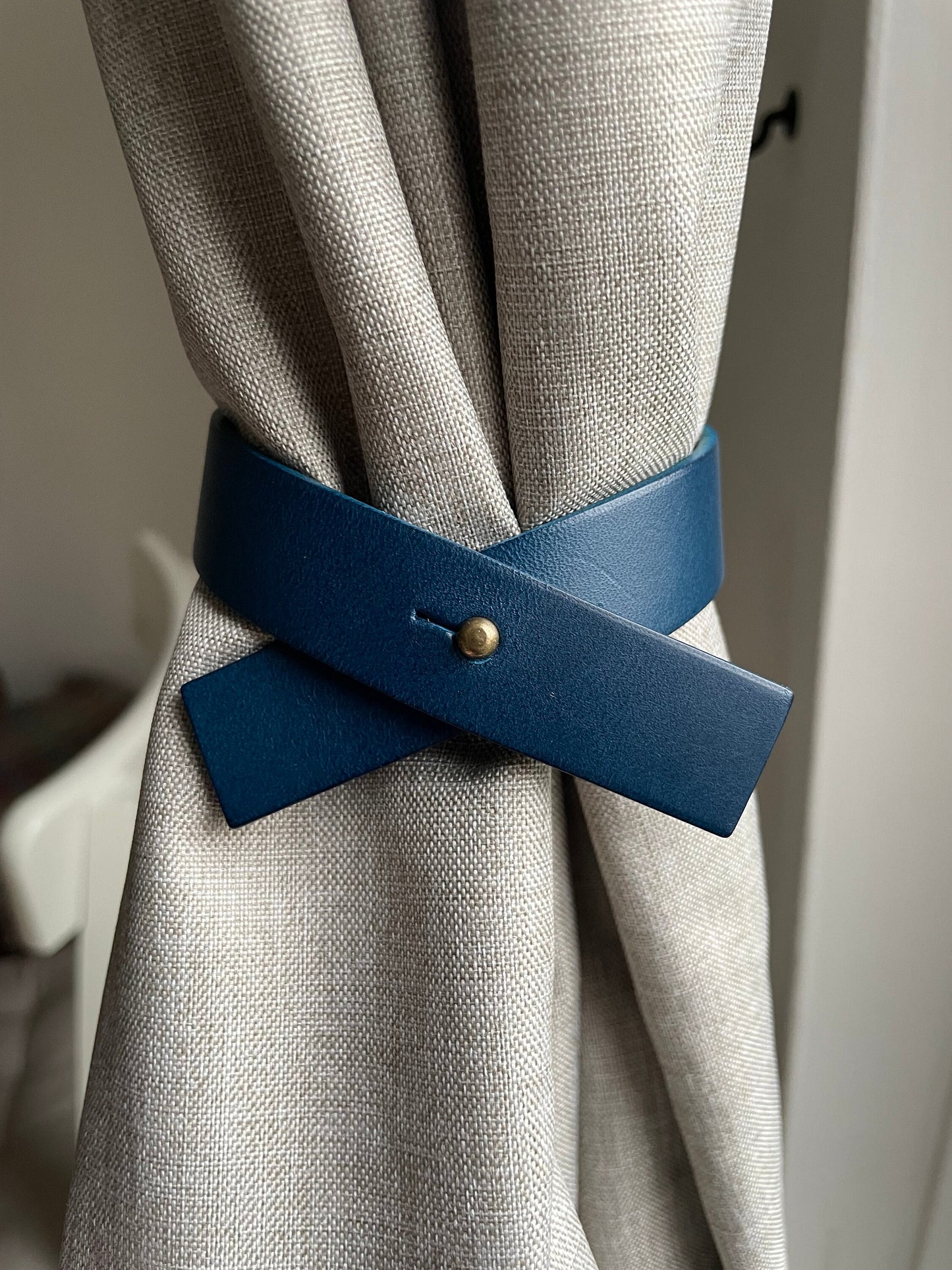 Leather Curtain Tie Back - Criss Cross Design